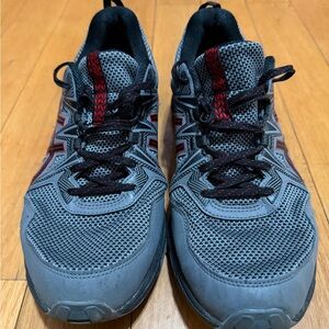 Asics Gray and Red Athletic Shoes